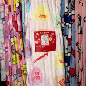 Sweethearts Plush Throw Blanket - Pastel Hearts Print